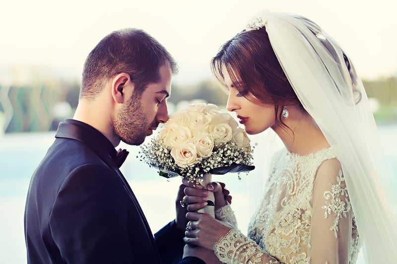 Wedding couple under the moon